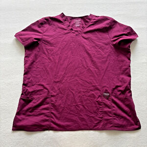 Cherokee Revolution Scrub Top Womens 3XL Wine Red V-Neck Stretch WW620